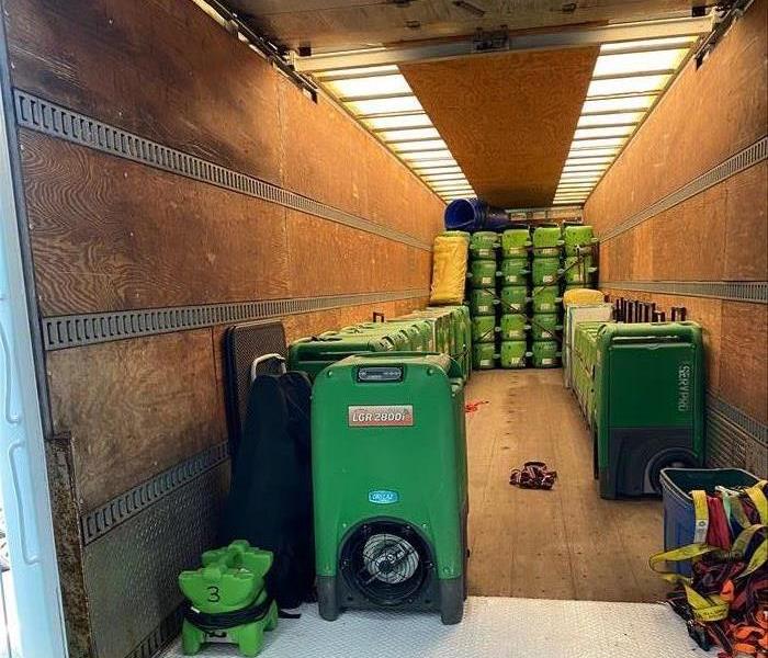 tractor trailer filled with servpro cleaning equipment