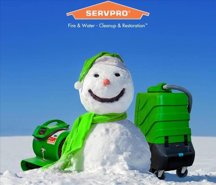 snowman with servpro machines aside it